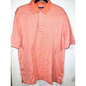 Greg Norman Mens Polo Shirt L 100% Cotton Peach Short Sleeve Embroidered Shark